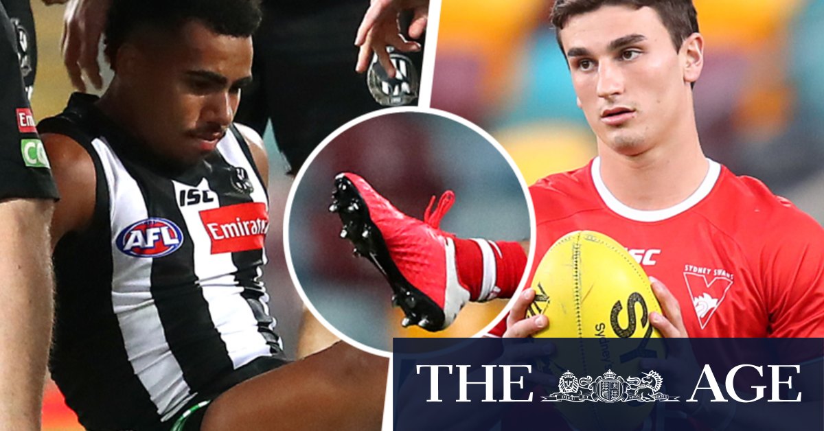 Afl 2020 Afl Warns Of Big Fines For Metal Studs Breaches After Gruesome Isaac Quaynor Injury