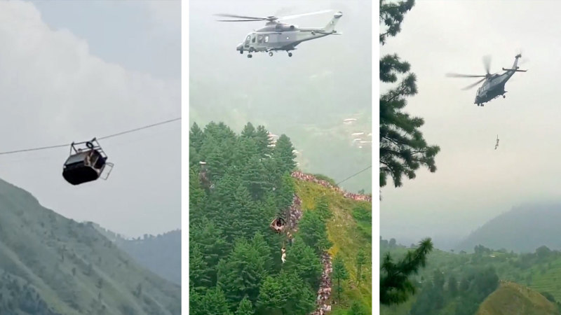 Rescuers save seven children, one teacher from dangling cable car in Pakistan