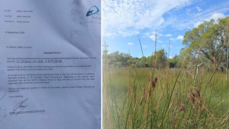 Perth homeless camp given two-day clearance deadline amid backlash