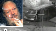 Collateral Murder and, inset, Julian Assange.
