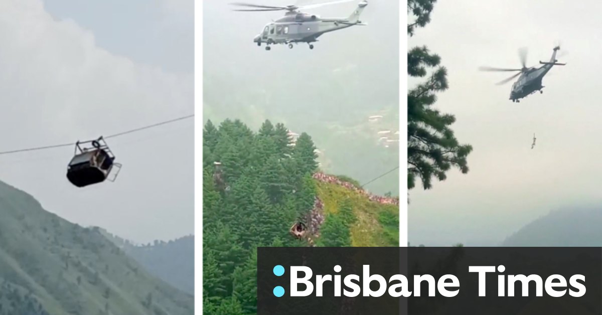 Two children pulled from Pakistan cable car as helicopter rescue halted