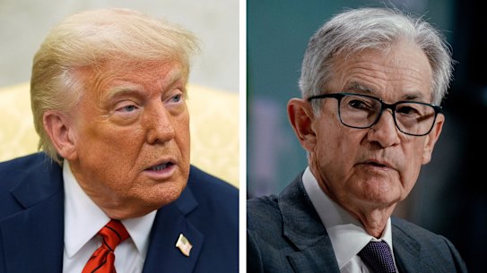 Not much love lost: US President Donald Trump (left) and Federal Reserve chairman Jerome Powell.