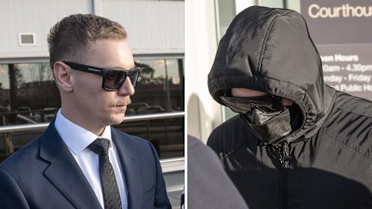 (L-R) Timothy Trautsch and Nathan Black leave court on Thursday.