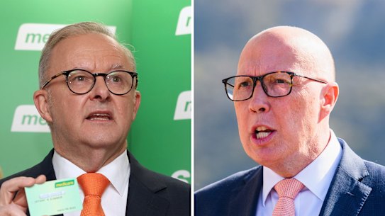 Anthony Albanese and Peter Dutton on Tuesday, April 15.