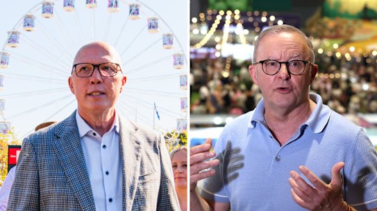 Peter Dutton and Anthony Albanese on the campaign trail.