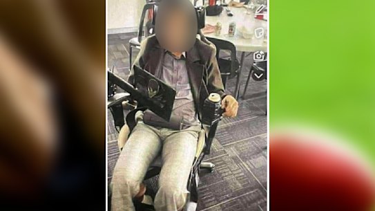 Osborne Park Football Club player dressed as Stephen Hawking.