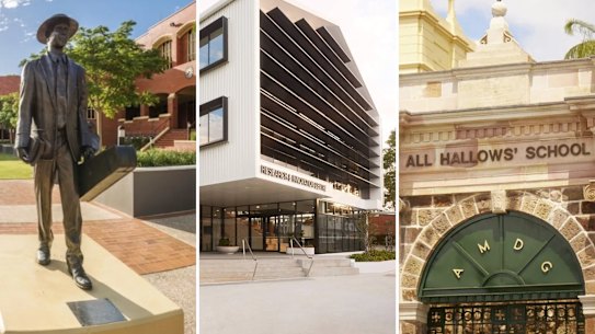 Churchie, Corinda and All Hallows school buildings. 