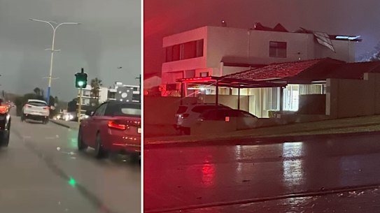 A suspected tornado hit Perth, ripping the roof off this City Beach home.