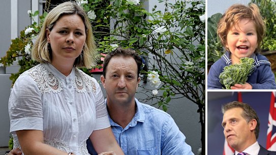 Composite image of the Massa family and NSW Health Minister Ryan Park.