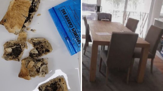 The beef Wellington lunch and the dinner table at Erin Patterson’s home.