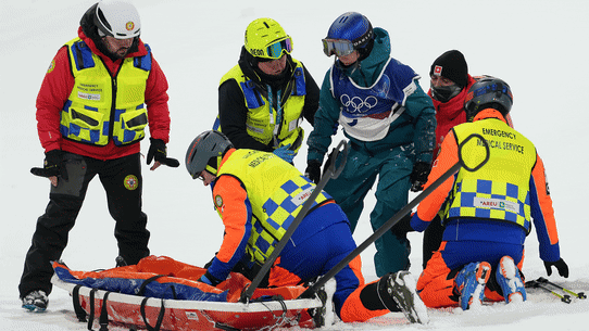 Athletes being injured at the Winter Olympics. 