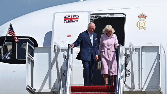 King Charles and Queen Camilla arrive in Washington for state visit.