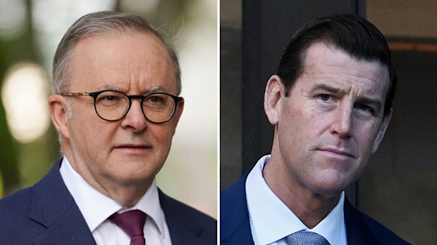 Prime Minister Anthony Albanese and Ben Roberts-Smith.