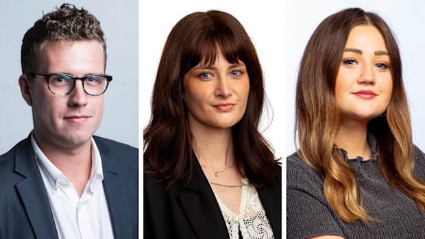 The Herald’s investigative reporter Eryk Bagshaw, Good Food’s Bianca Hrovat and crime reporter Clare Sibthorpe 