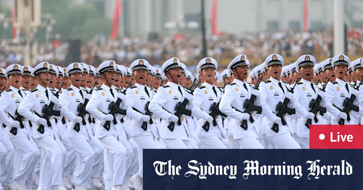 China military parade as it happened: Former Victorian premier Daniel Andrews poses for photo with Xi Jinping, Putin and Kim Jong-un in Victory Day parade as Beijing flexes new weapons