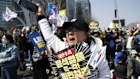 A protest against impeached South Korean president Yoon Suk Yeol outside the court in Seoul.