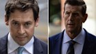 Nick McKenzie and Ben Roberts-Smith outside the Federal Court in Sydney on Friday.