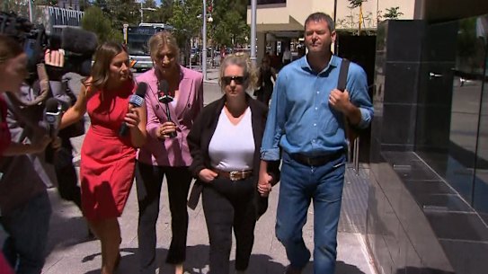 Christina Hartmann Benz leaves court on Monday.