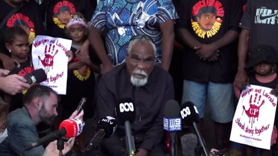 Senior Warlpiri man Ned Jampijinpa Hargraves delivered a message on behalf of the family of Kumanjayi Walker after police officer Zachary Rolfe was acquitted of his death.