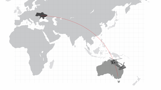 Australian armed reconnaissance Tiger helicopters being sent from Australia to Ukraine.