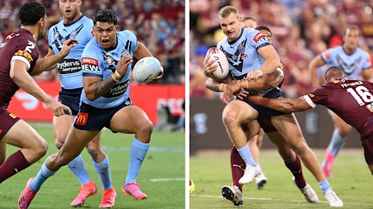 Latrell Mitchell and Tom Trbojevic razzle-dazzled with their athleticism in setting up the record win over the Maroons.