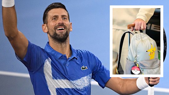 Novak Djokovic has playfully stopped short of dismissing a popular conspiracy theory about the backpack he arrived in Australia