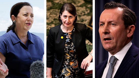 Composite: Queensland, WA Premiers hit back at Berejiklian's claims over hotel quarantine expenses. 