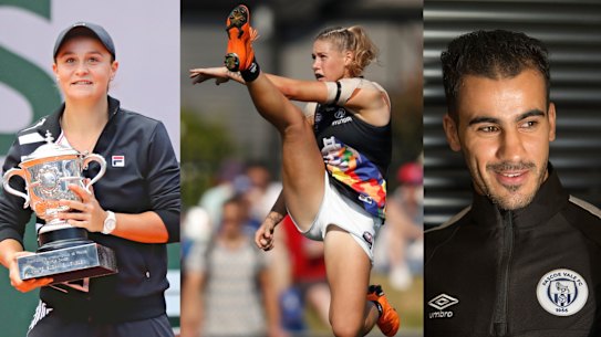 Ash Barty, Tayla Harris and Hakeem al-Araibi.