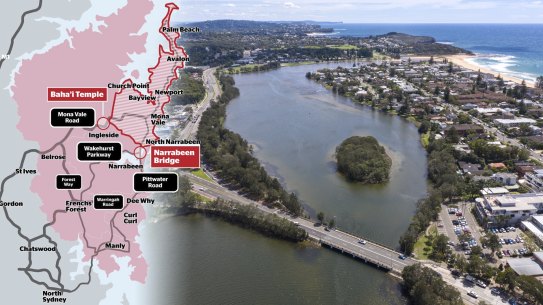 The northern beaches will be split into two. Households north of Narrabeen Bridge remain in lockdown, while the rest will be able to have visitors from other parts of Sydney. Photo: Nick Moir