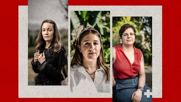 Lindsay Tuggle, Olivia Phillips and Rebecca Ballesteros were among the more than 2000 women who shared their experience of medical misogyny. Endometriosis was the single most common disease among the accounts shared by Australian women with this masthead.