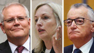 Prime Minister Scott Morrison has distanced his government from the dispute embroiling former Australia Post boss Christine Holgate and the company chairman Lucio Di Bartolomeo.