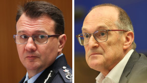 AFP commissioner Reece Kershaw and Philip Gaetjens, secretary of the Department of Prime Minister and Cabinet. 