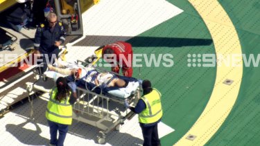 The woman was airlifted to Royal Perth Hospital on Monday afternoon.