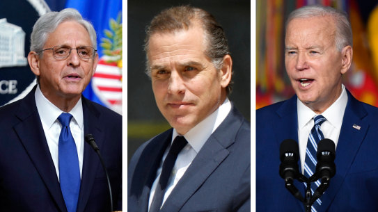 Merrick Garland, Hunter and Joe Biden.