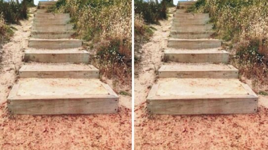 A woman visiting WA from Victoria has sued the Shire of Denmark after slipping on these steps and breaking her ankle.