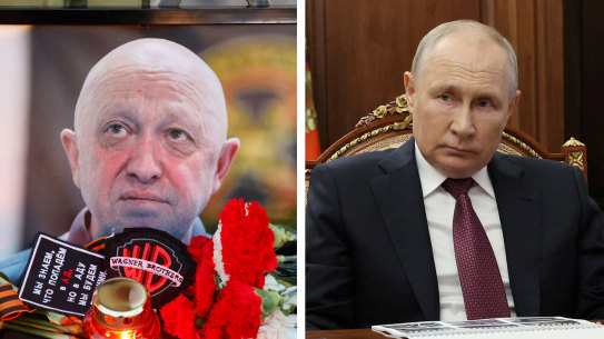 Russian President Vladimir Putin, right, and Yevgeny Prigozhin.