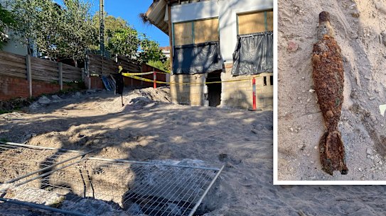 One of the unexploded bombs found in the garden of Rebecca Michelides’ Bellevue Hill home during a renovation. 
