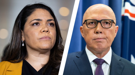 Senator Jacinta Nampijinpa Price and Opposition Leader Peter Dutton.