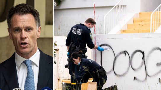 NSW Premier Chris Minns addressed questions about the caravan as more anti-Semitic graffiti was found in Sydney in late January.
