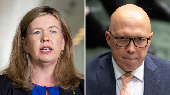 Liberal MP Bridget Archer and Opposition Leader Peter Dutton.