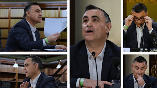John Barilaro giving evidence at the upper house inquiry, which is separate to the review led by Graeme Head.