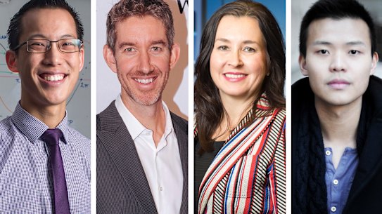 James Ruse alumni Eddie Woo, Scott Farquhar, Catriona Noble and David Fung.