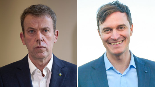 Liberal member for Wannon Dan Tehan (left) and independent candidate Alex Dyson.