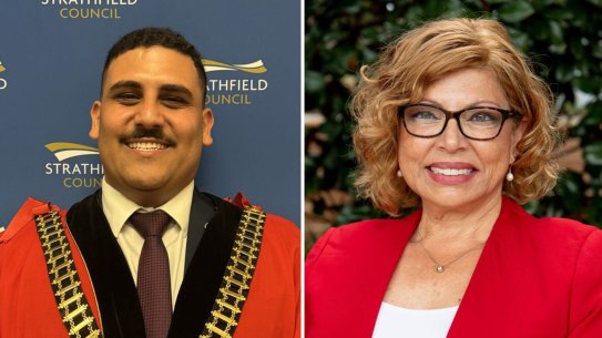 Strathfield Liberal mayor John-Paul Baladi and Strathfield Labor councillor Karen Pensabene.