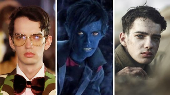 COmposite - LOS ANGELES, CALIFORNIA - NOVEMBER 02: Kodi Smit-McPhee walks the runway during Gucci Love Parade on November 02, 2021 in Los Angeles, California. (Photo by Frazer Harrison/Getty Images fo Gucci) .
