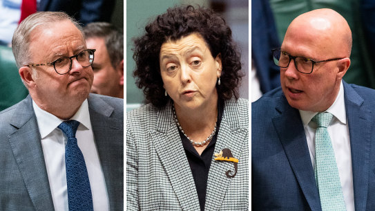 Prime Minister Anthony Albanese, independent MP Monique Ryan and Opposition Leader Peter Dutton.