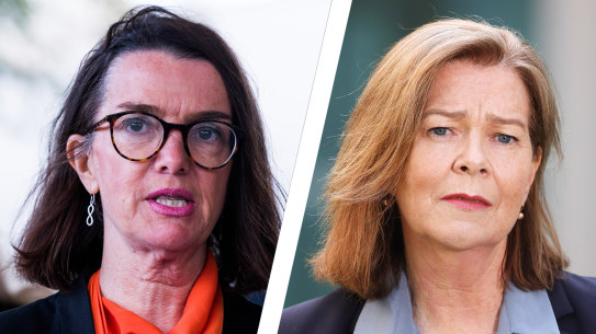 Social Services Minister Anne Ruston and ACTU president Michele O’Neil.