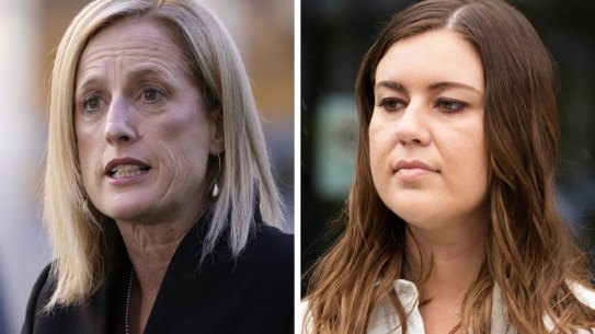 Finance Minister Katy Gallagher and Brittany Higgins. 