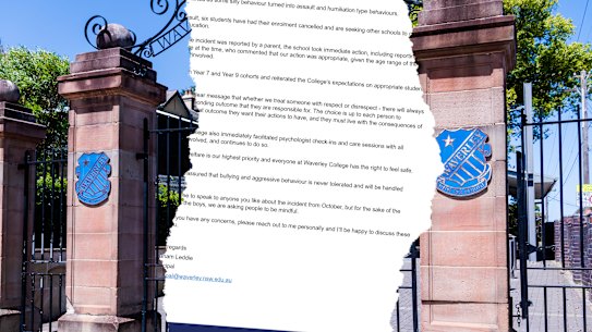 Waverley College email to parents