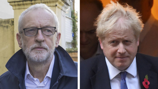 Opposition Leader Jeremy Corbyn and British Prime Minister Boris Johnson.